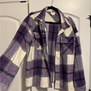 Plaid Purple and White Women's Flannel